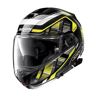 Motorcycle Helmet Nolan N100-5 Plus Starboard N-Com P/J - Glossy Black - Glossy Black-Yellow