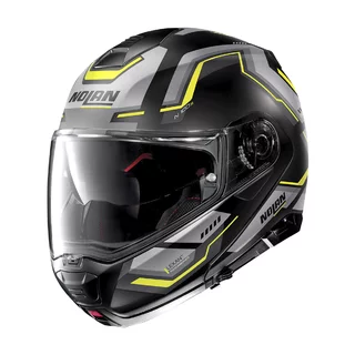 Motorcycle Helmet Nolan N100-5 Upwind N-Com P/J - Flat Black-Yellow - Flat Black-Yellow