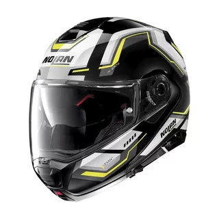 Motorcycle Helmet Nolan N100-5 Upwind N-Com P/J - Flat Black-Yellow - Glossy Black