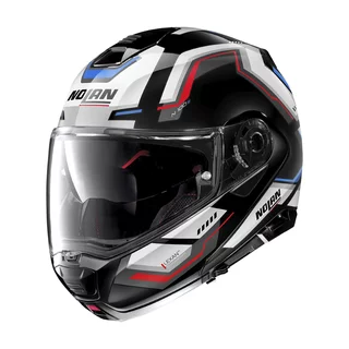 Motorcycle Helmet Nolan N100-5 Upwind N-Com P/J - Glossy Black-Red - Glossy Black-Blue-Red