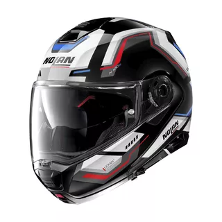 Motorcycle Helmet Nolan N100-5 Upwind N-Com P/J - Flat Black-Yellow - Glossy Black-Blue-Red