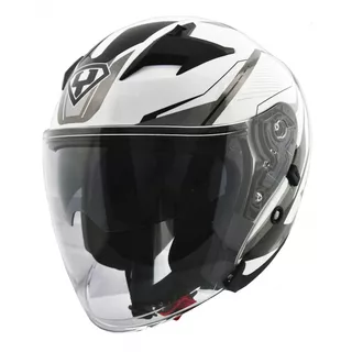 Moto prilba Yohe 878-1M Graphic - biela