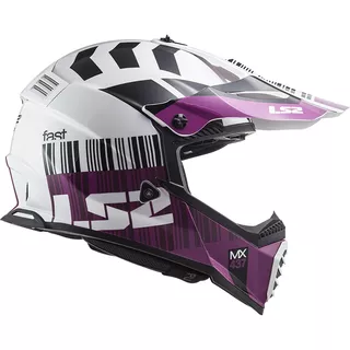 Motorcycle Helmet LS2 MX437 Fast Evo XCode - Gloss White Violet