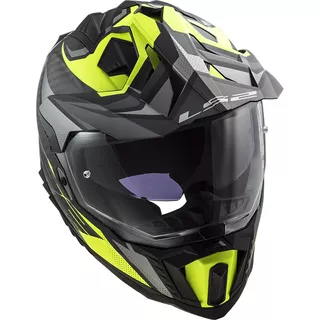 Enduro Helmet LS2 MX701 Explorer C Focus - Matt Titanium H-V Yellow