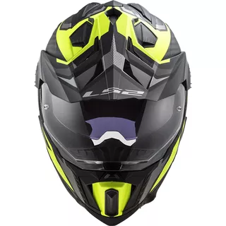 Enduro Helmet LS2 MX701 Explorer C Focus - Matt Titanium H-V Yellow