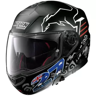 Motorcycle Helmet Nolan N104 Absolute Iconic Replica N-Com C. Stoner Flat Black - Black and Graphics