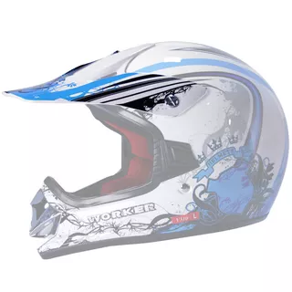 Replacement Visor for WORKER V310 Junior Helmet - Khaki - White-Blue