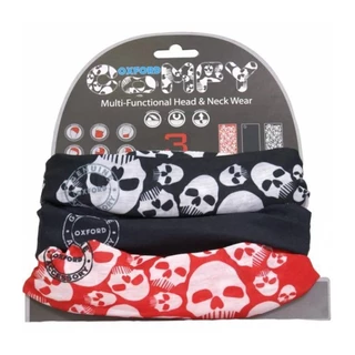 Universal Multi-Functional Neck Warmer Oxford Comfy 3-Pack - Double Stripe - Skulls