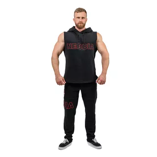 Bluza bez rękawów z kapturem Nebbia Iron Beast 710 - Czarny