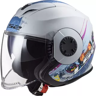 Motorradhelm LS2 OF570 Verso Spring Matt Silber Blau