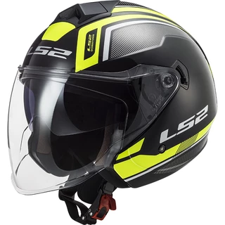 Motorcycle Helmet LS2 OF573 Twister II Flix - S(55-56) - Black H-V Yellow