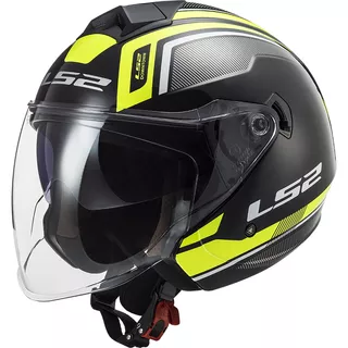 Motorcycle Helmet LS2 OF573 Twister II Flix - XS (53-54) - Black H-V Yellow