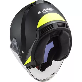 Motorcycle Helmet LS2 OF600 Copter Urbane - Matt Black H-V Yellow