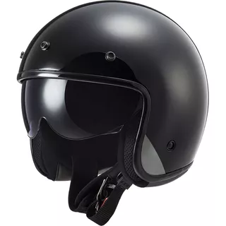 Open Face Motorcycle Helmet LS2 OF601 Bob Solid - Matt Black - Matt Black