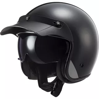 Open Face Motorcycle Helmet LS2 OF601 Bob Solid - Matt Black