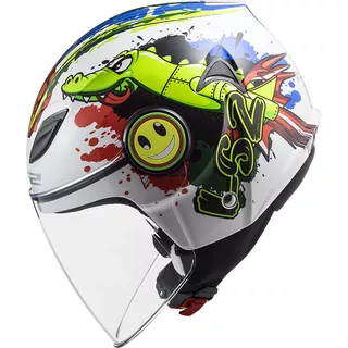 Children’s Open Face Motorcycle Helmet LS2 PF602 Funny - Croco Gloss White