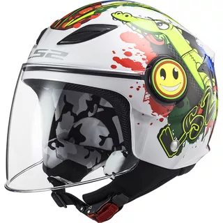 Children’s Open Face Motorcycle Helmet LS2 PF602 Funny - Croco Gloss White