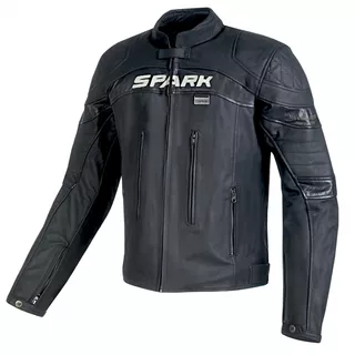 Men’s Leather Moto Jacket SPARK Dark - 4XL - Black