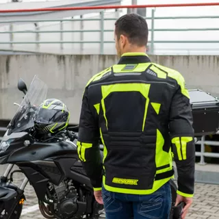 Men’s Textile Motorcycle Jacket Spark Athmos - Black-Fluo