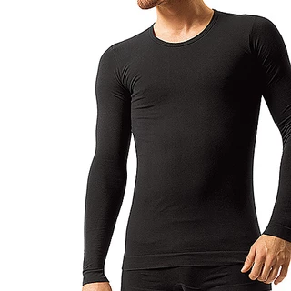 Pánske bezšvové bavlnené tričko Brubeck - dlhý rukáv - čierna
