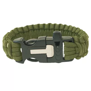 Karkötő Highlander Paracord - ejtőernyős csat, síp, tűzgyújtó - olivazöld