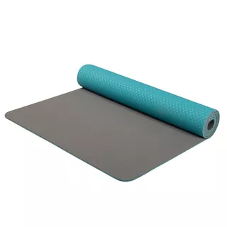 Dvojvrstvová podložka Yate Yoga Mat TPE 173x61x0,6 cm - tyrkysovo-šedá