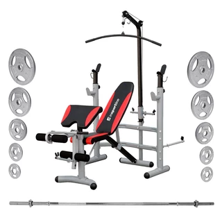 Multifunctional Bench inSPORTline Bastet + Weight Plates + Barbell