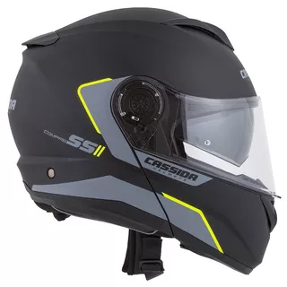 Motorcycle Helmet Cassida Compress 2.0 Refraction - Black Matte/Grey/Fluo Yellow