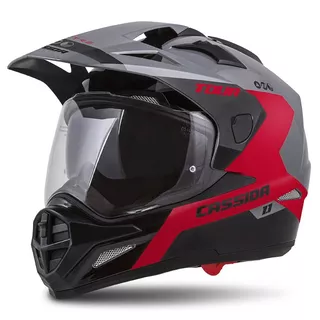 Motorcycle Helmet Cassida Tour 1.1 Spectre - Grey/Light Grey/Fluo Yellow/Black - Grey/Red/Black