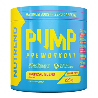 Pre-workout směs Nutrend Pump 225g bez kofeinu