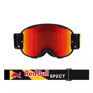 Motocross Goggles Red Bull Spect Strive Panovision, Matte Black, Red Mirrored Lens