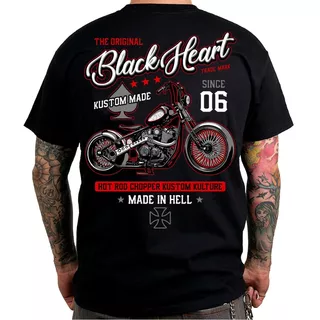 Koszulka na motor BLACK HEART Red Chopper - Czarny