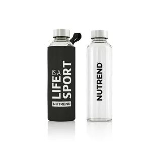 Glass Water Bottle with Thermal Cover Nutrend Active Lifestyle 500ml - Black