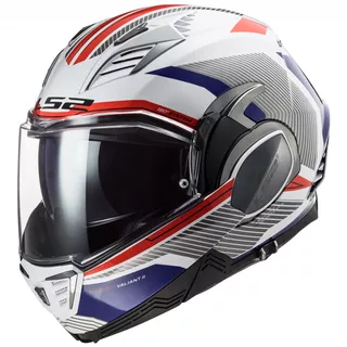 Flip-Up Motorcycle Helmet LS2 FF900 Valiant II Revo P/J - Matt Titanium Fluo Orange - White Red Blue