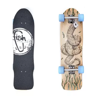 Fish Old School Cruiser Seadragon 32" Mini Longboard - Silver-Transparent Green