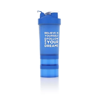 Shaker Nutrend  s dávkovačem 450 ml+ - průhledná - modrá