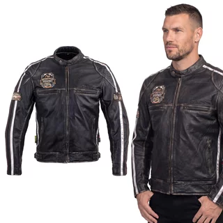 Pánská kožená moto bunda W-TEC Sheawen Vintage - černá