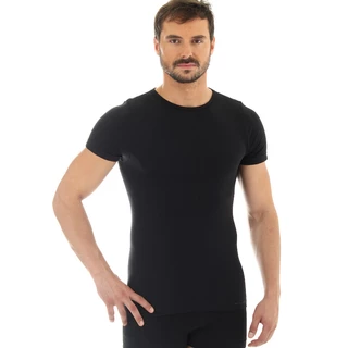 Pánské tričko Brubeck Wool Comfort s krátkým rukávem - černá