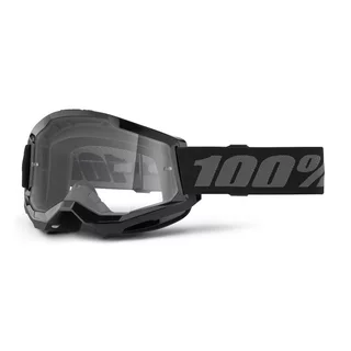 Children’s Motocross Goggles 100% Strata 2 Youth - neon žlutá, čiré plexi - Black, Clear Plexi