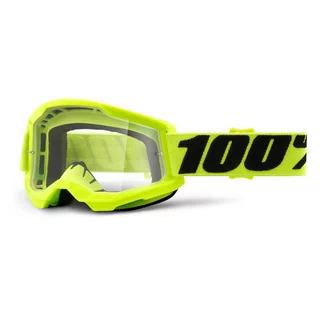 Motocross Goggles 100% Strata 2 - Fletcher Pink, Clear Plexi - Yellow, Clear Plexi