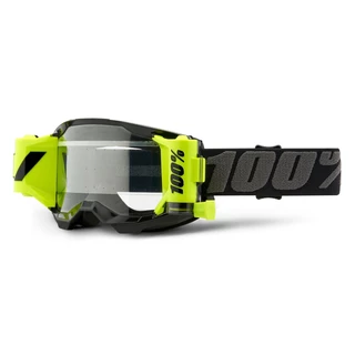 Motocross Goggles 100% Strata 2 Forecast - Black, Clear Plexi