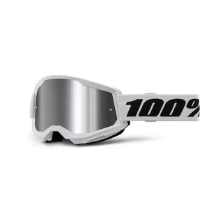 Motokrosové brýle 100% Strata 2 New Mirror - Modré, červené/modré plexi - Bílé, stříbrné plexi