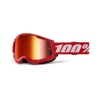 Motokrosové brýle 100% Strata 2 New Mirror - Modré, červené/modré plexi - Červené, červené plexi