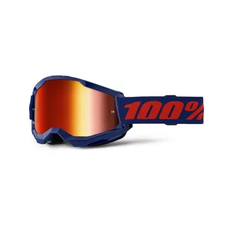 Motokrosové brýle 100% Strata 2 New Mirror - Modré, červené/modré plexi - Modré, červené plexi
