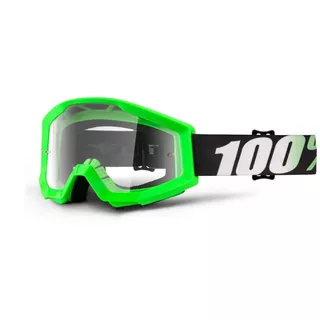 Motocross Goggles 100% Strata - Nation Blue, Clear Plexi with Pins for Tear-Off Foils - Arkon Light Green, Clear Plexi with Pins for Tear-Off Foils