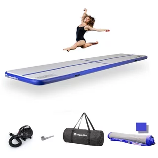 Nafukovací žíněnka inSPORTline Airstunt 500x100x10 cm bílá s elektrickou pumpou