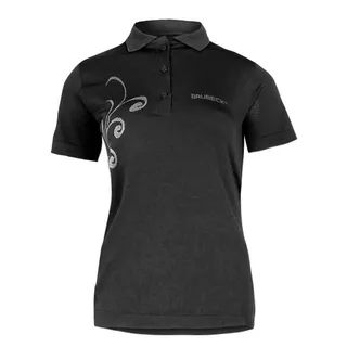 Women's functional T-shirt Brubeck PRESTIGE with collar - Black