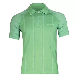 Men's functional T-shirt Brubeck PRESTIGE with collar - Green - Green