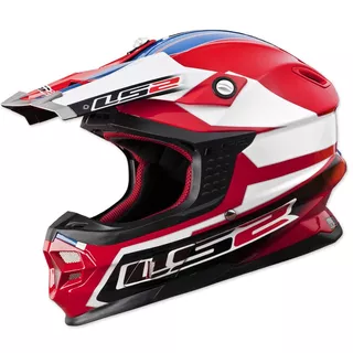 LS2 Tuareg Motorcycle Helmet - White/Red - Red-Blue