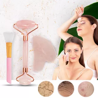 Face Roller & Gua Sha Set inSPORTline Rosado Pro